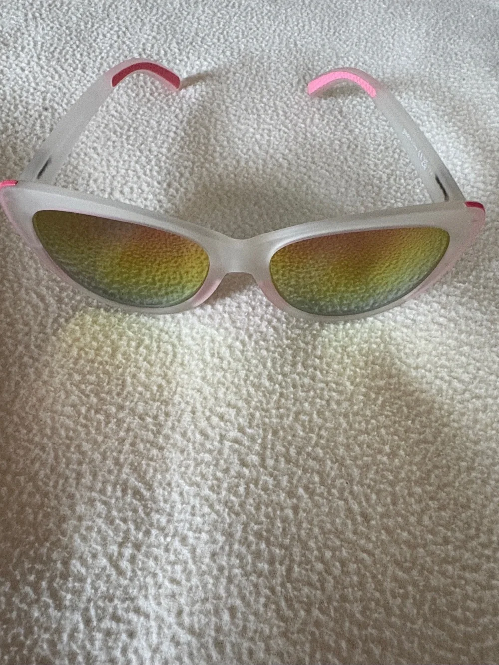 Frosted White Sunglasses with Pink Accents